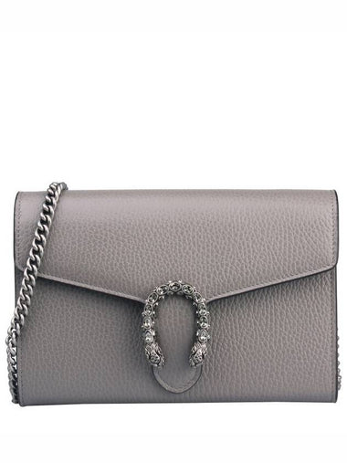 Chain Leather Chain Wallet Grey - GUCCI - BALAAN 1