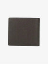 Pebble Grain Leather Half Wallet Dark Brown - THOM BROWNE - BALAAN 4