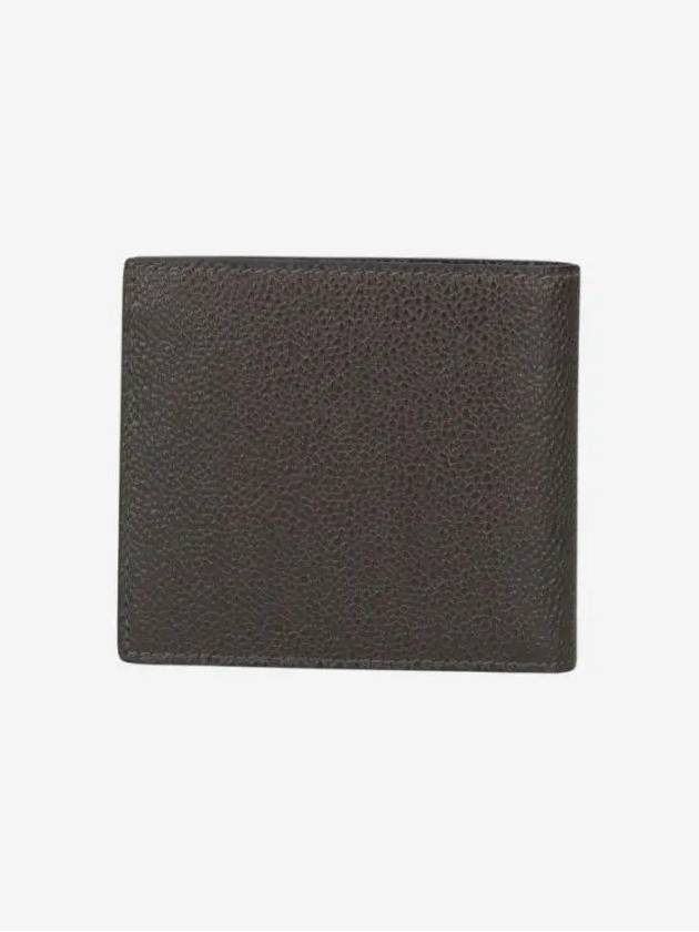 Pebble Grain Leather Half Wallet Dark Brown - THOM BROWNE - BALAAN 4