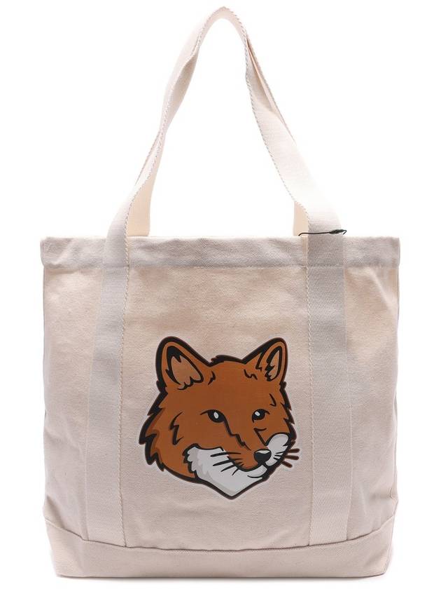 Fox Head Print Tote Bag Ecru - MAISON KITSUNE - BALAAN 3