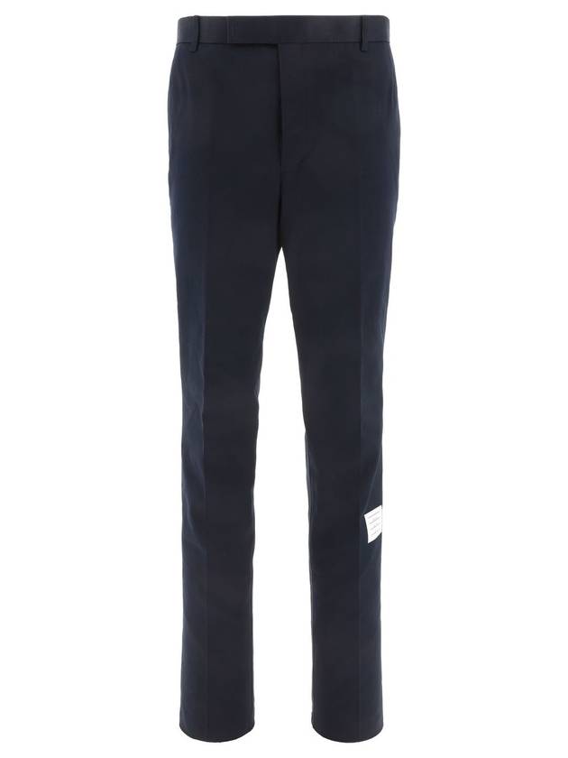 Men's Twill Unconstructed Cotton Straight Pants Navy - THOM BROWNE - BALAAN 1