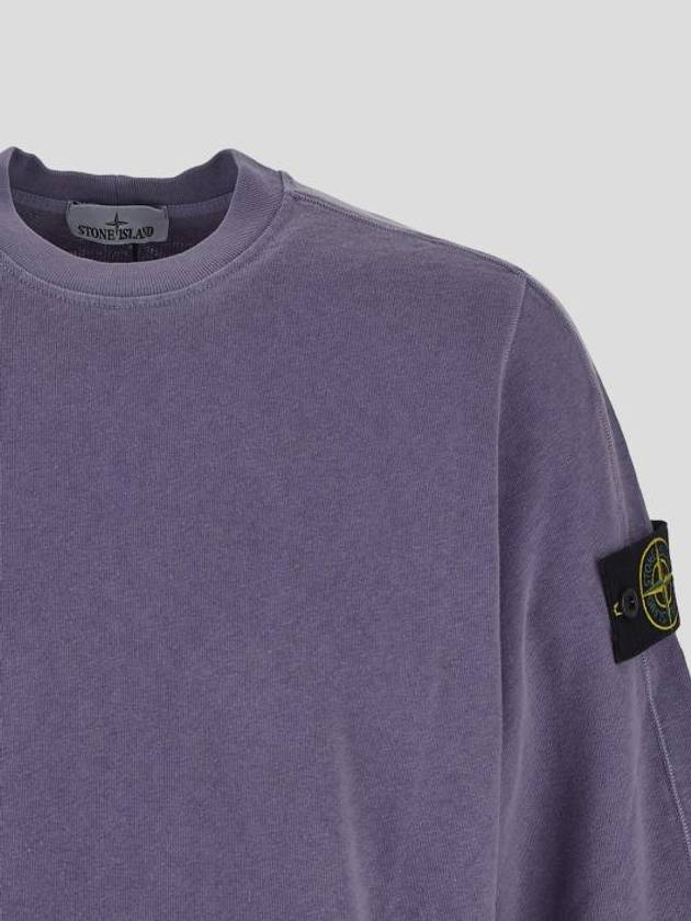 Logo Patch Crew Neck Sweatshirt Purple - STONE ISLAND - BALAAN 4