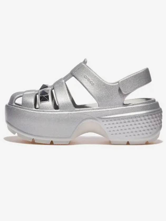 Stomp Stud Metallic Fisherman Sandals SILVER - CROCS - BALAAN 1