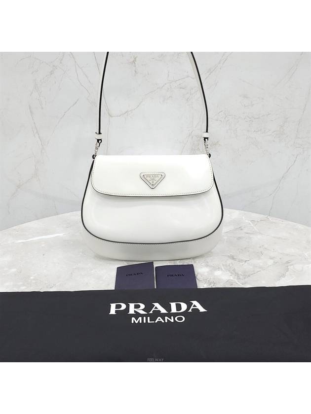 Lux You Flap Cleo Brushed Leather Shoulder Bag White 1BD311 - PRADA - BALAAN 7