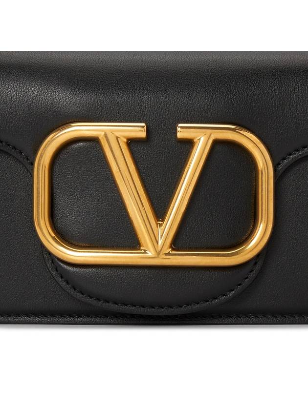 V Logo Calfskin Chain Shoulder Bag Black - VALENTINO - BALAAN 9