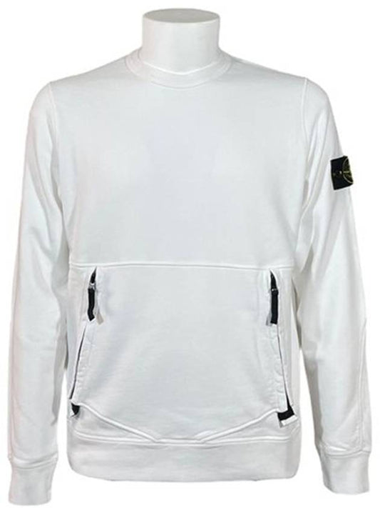 Men's Waffen Patch Zipper Pocket Sweatshirt White - STONE ISLAND - BALAAN.