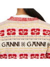 Logo V-neck Wool Blend Cardigan Red - GANNI - BALAAN 8