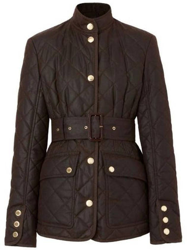 Women's Diamond Quilted Waxed Cotton Jacket Brown - BURBERRY - BALAAN 1