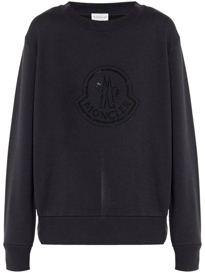 Crystal Logo Sweatshirt Black - MONCLER - BALAAN 2