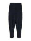 Pleated Straight Pants Navy - ISSEY MIYAKE - BALAAN 2