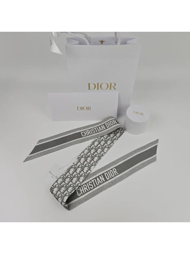 Oblique Mitzah Silk Twill Scarf Grey - DIOR - BALAAN 5