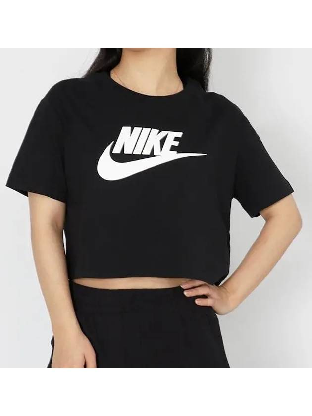 Women's Sportswear Essential Crop Short Sleeve T-Shirt Black - NIKE - BALAAN 2