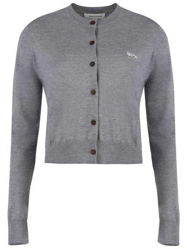 Baby Fox Patch Regular Cardigan Grey Melange - MAISON KITSUNE - BALAAN 2