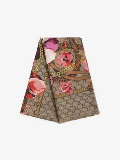 GG Flower Square Shawl Wool Muffler Pink - GUCCI - BALAAN 2