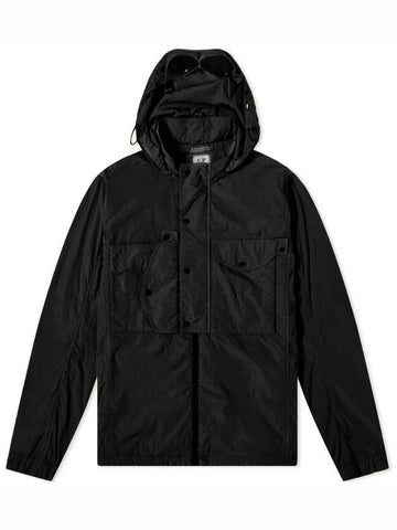 Chrome R Goggles Overshirt Hooded Jacket Black - CP COMPANY - BALAAN 1