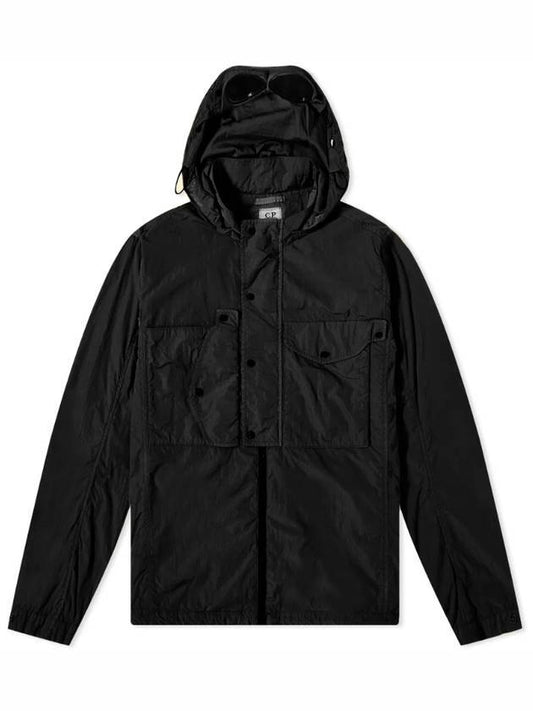 Chrome R Goggles Overshirt Hooded Jacket Black - CP COMPANY - BALAAN 1