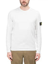 Men's Wappen Patch Crew Neck Cotton Knit Top White - STONE ISLAND - BALAAN 3