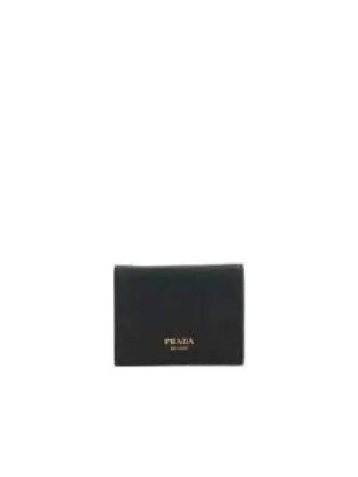 Women's Small Saffiano Smooth Leather Half Wallet Black - PRADA - BALAAN 2