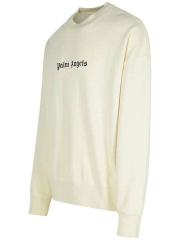 Palm Angels Cream Cotton Sweatshirt - PALM ANGELS - BALAAN 1