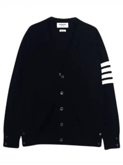 Men's Sustainable Classic Diagonal Wool Cardigan Black - THOM BROWNE - BALAAN 2