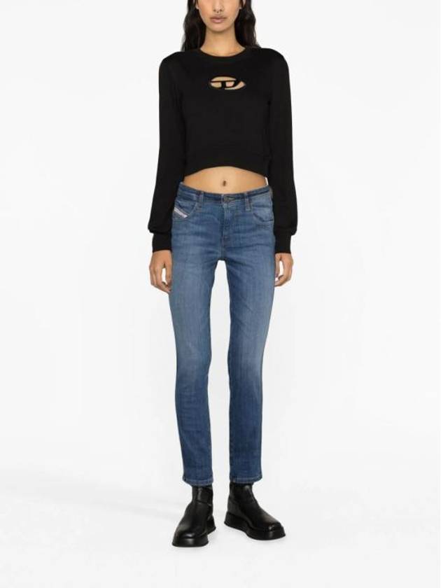 F Slimmy Cutout Logo Crop Sweatshirt Black - DIESEL - BALAAN 3