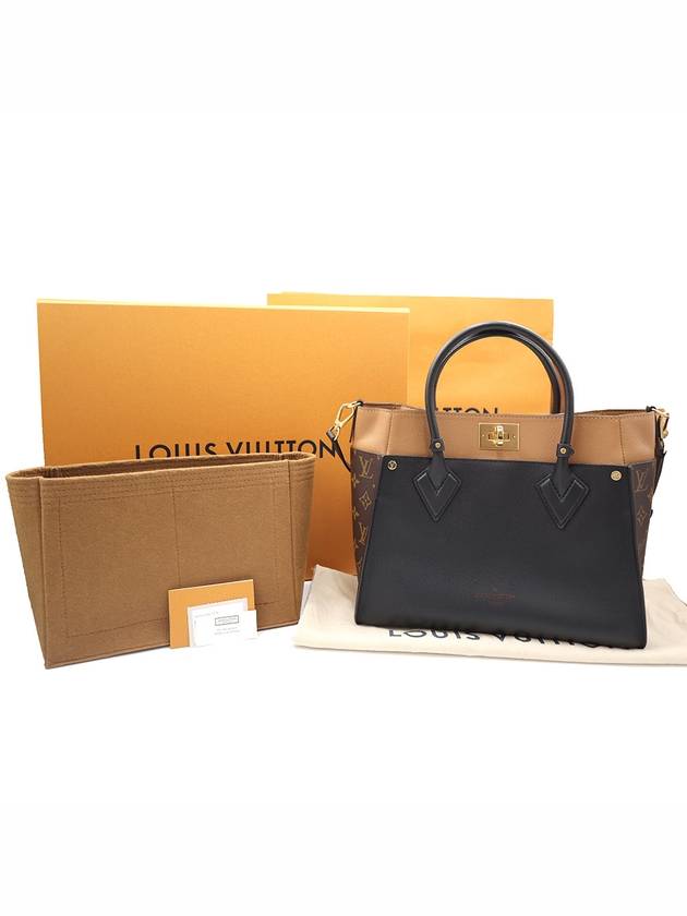 Women s Louis Vuitton M53823 Monogram Canvas Noir Calfskin On My Side MM 2WAY gt bag Gangbuk used luxury goods - LOUIS VUITTON - BALAAN 3