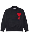 Heart Logo Knit Turtleneck Black - AMI - BALAAN 10