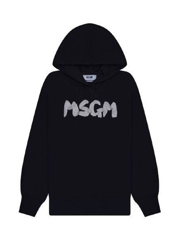 Glitter Brushed Logo Cotton Hoodie Black - MSGM - BALAAN 2