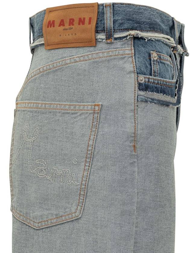 Stone Washed 5 Pocket Wide Jeans Blue - MARNI - BALAAN 5