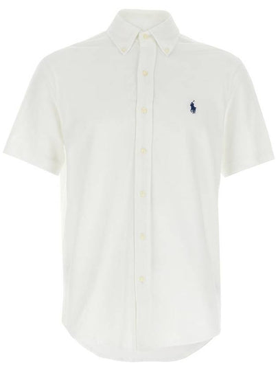 Logo Button Down Short Sleeve Shirt White - POLO RALPH LAUREN - BALAAN 2