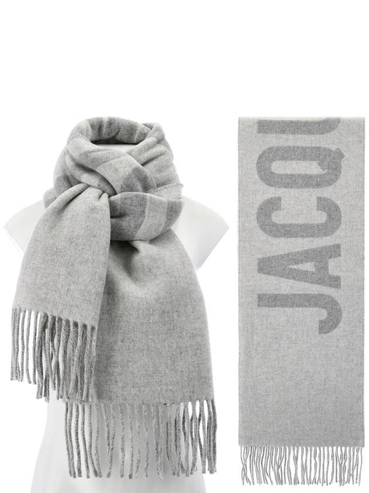 Lecharpe Fringe Logo Virgin Wool Muffler Grey - JACQUEMUS - BALAAN 2