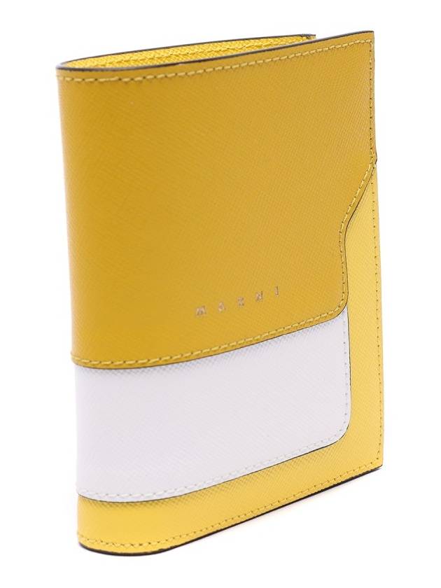 Color Block Leather Half Wallet Yellow - MARNI - BALAAN 4