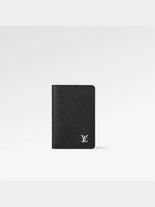 Taiga Leather Pocket Organizer Card Wallet Black - LOUIS VUITTON - BALAAN 2