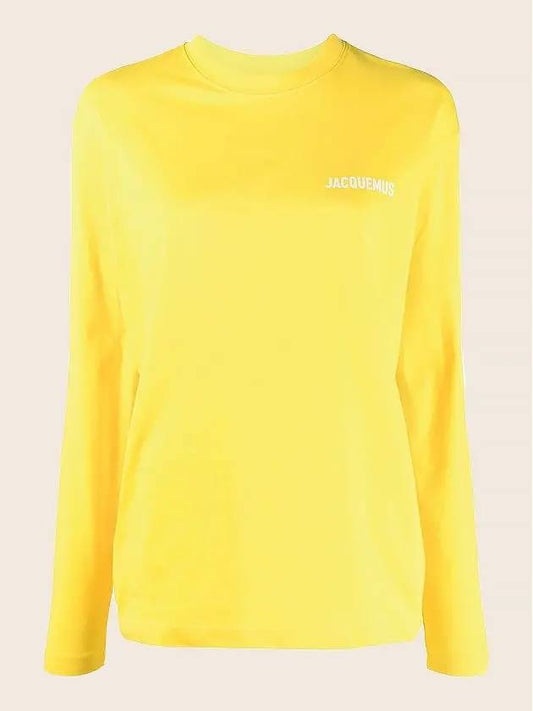 Women's Logo Long Sleeve T-Shirt Yellow - JACQUEMUS - BALAAN.