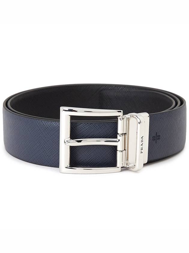 Two-Tone Reversible Saffiano Belt Baltic Blue - PRADA - BALAAN 3