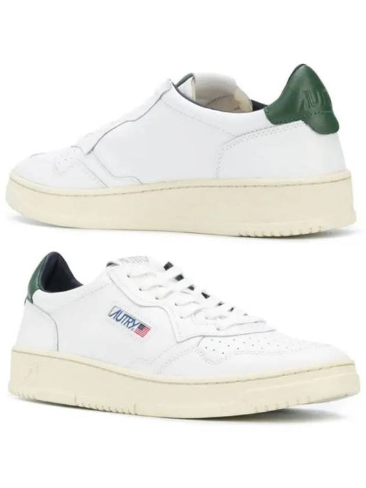 Men's Medalist Dark Green Tab Leather Low Top Sneakers White - AUTRY - BALAAN 2