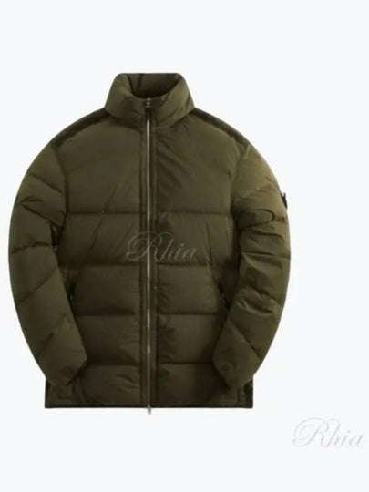 Logo Patch High Neck Padding Jacket Green - STONE ISLAND - BALAAN 2