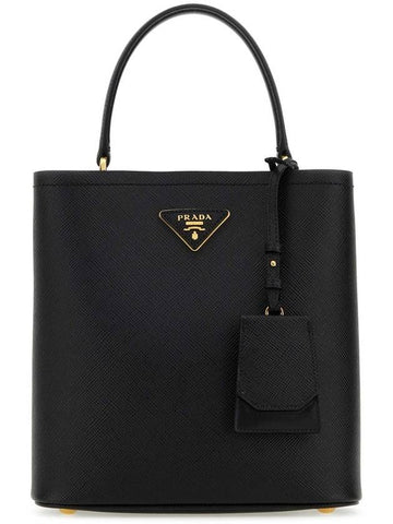 Pannier Saffiano Leather Medium Tote Bag Black - PRADA - BALAAN 1