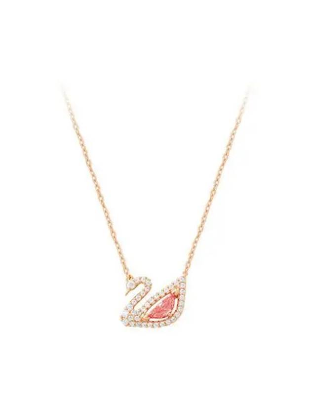 Dazzling Swan Pendant Necklace Pink Rose Gold - SWAROVSKI - BALAAN 3