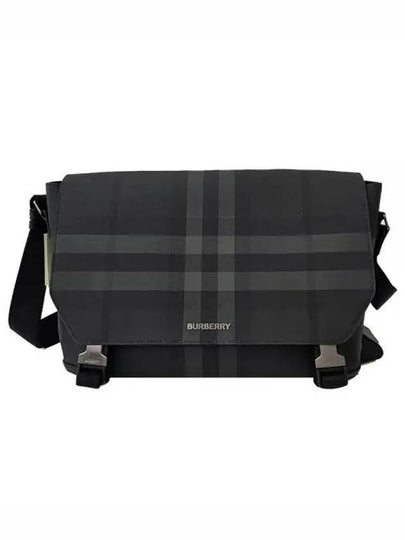 Wright Check Large Messenger Bag Charcoal - BURBERRY - BALAAN 2