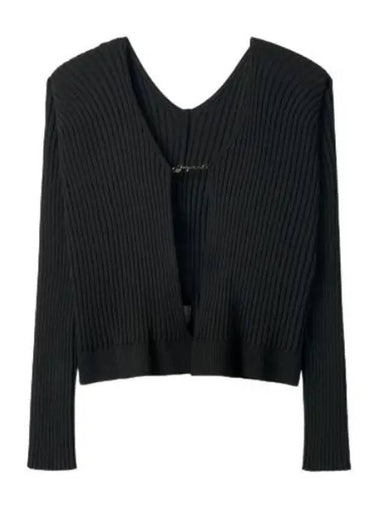 Jacquemus La Maille Fralou Longue Cardigan Black - JACQUEMUS - BALAAN 1