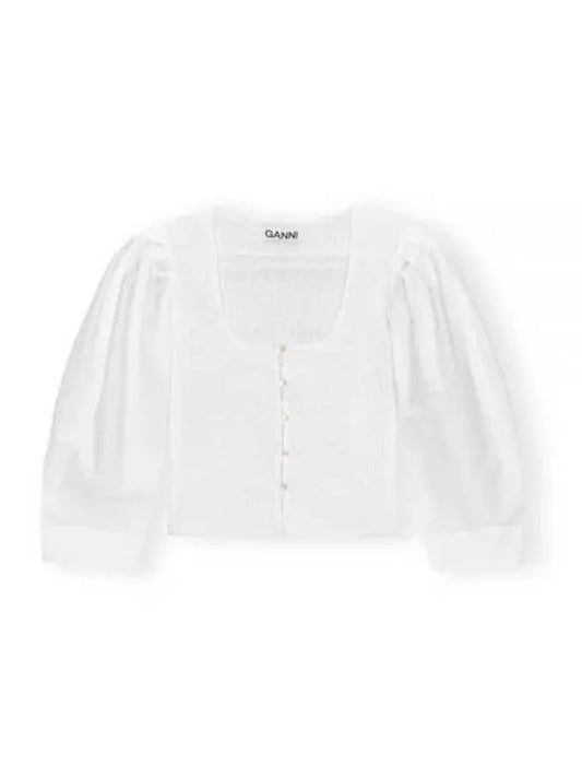 Organic Cotton Smock Blouse White - GANNI - BALAAN 2