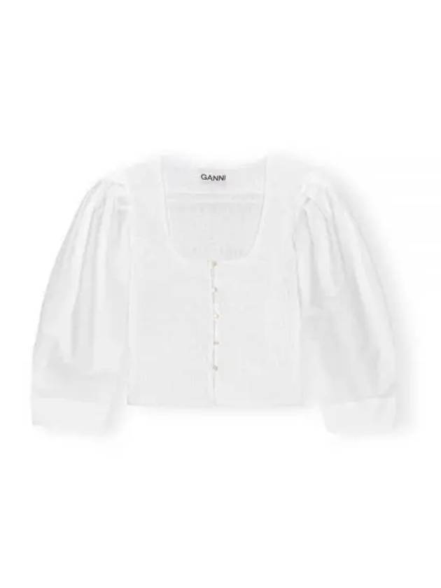 Organic Cotton Smock Blouse White - GANNI - BALAAN 2