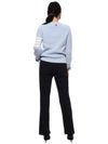 Women's 4 Bar Crew Neck Cotton Knit Top Light Blue - THOM BROWNE - BALAAN 6