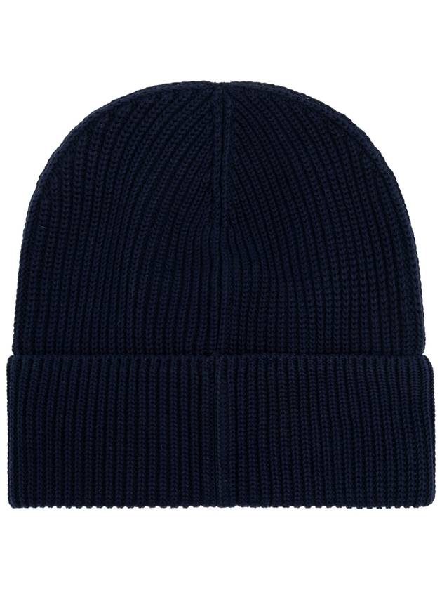 Moncler Cotton Hat With Logo Patch, Men's, Navy Blue - MONCLER - BALAAN 3