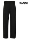 Light Twill Suiting Relaxed Pleated Slacks Black - GANNI - BALAAN 3