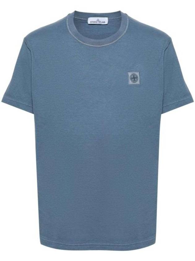 Organic Cotton Short Sleeve T-Shirt Avio Blue - STONE ISLAND - BALAAN 2