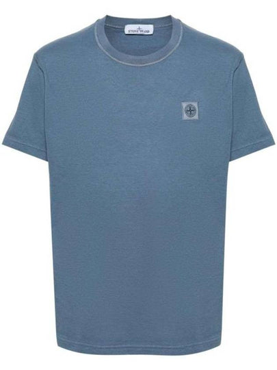 Organic Cotton Short Sleeve T-Shirt Avio Blue - STONE ISLAND - BALAAN 2