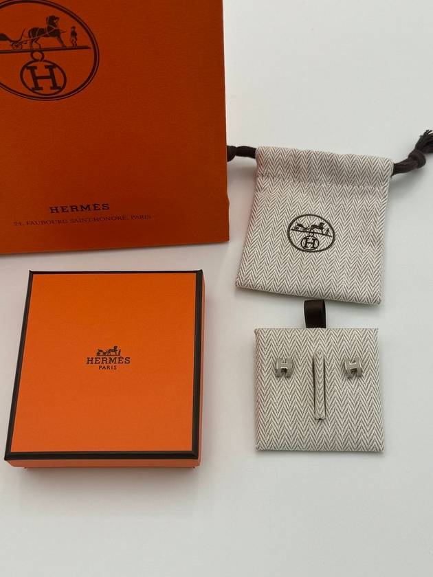 Hermes Mini Pop-Ache H Palladium Earrings Marron Glace - HERMES - BALAAN 8