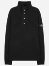 Compass Patch Cotton Fleece Polo Knit Top Black - STONE ISLAND - BALAAN 2